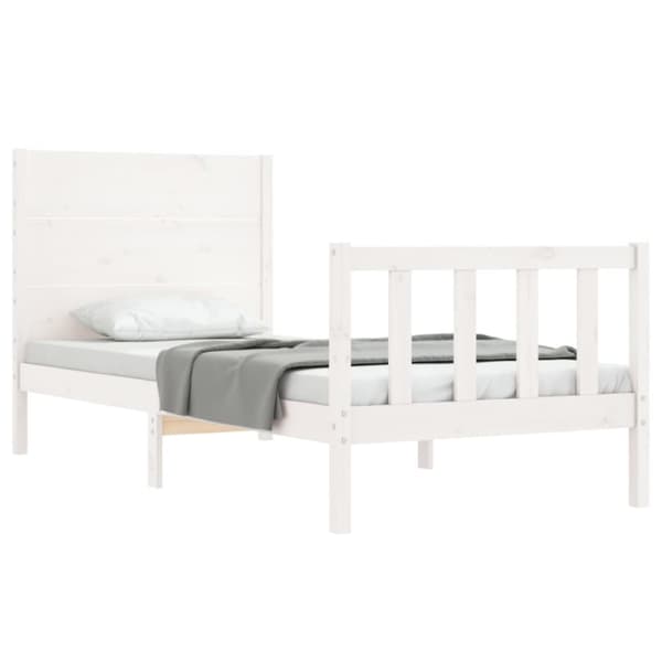 sengeramme med sengegavl 100x200 cm massivt træ hvid