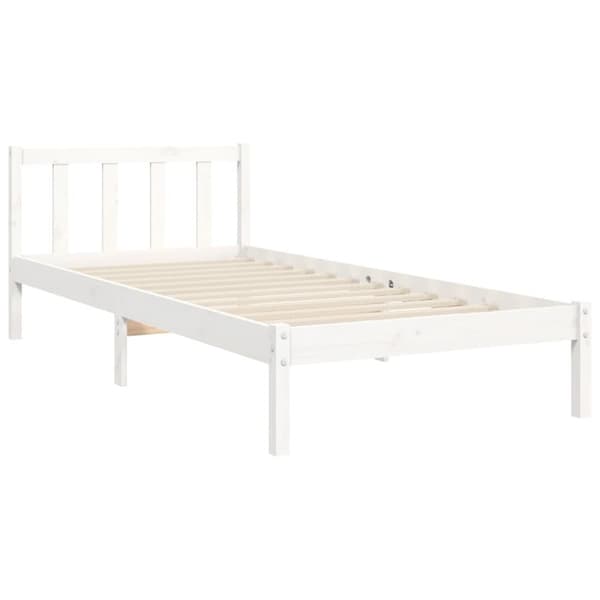 sengeramme med sengegavl 100x200 cm massivt træ hvid