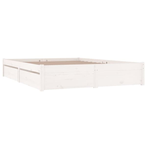 sengeramme med skuffer 200x200 cm hvid