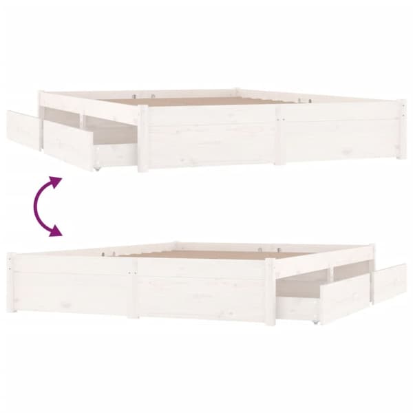 sengeramme med skuffer 200x200 cm hvid