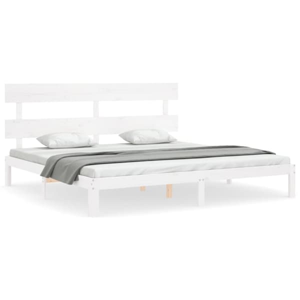 sengeramme med sengegavl Super King Size massivt træ hvid