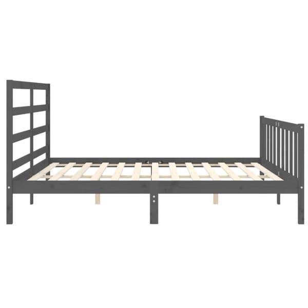 sengeramme med sengegavl 200x200 cm massivt træ grå