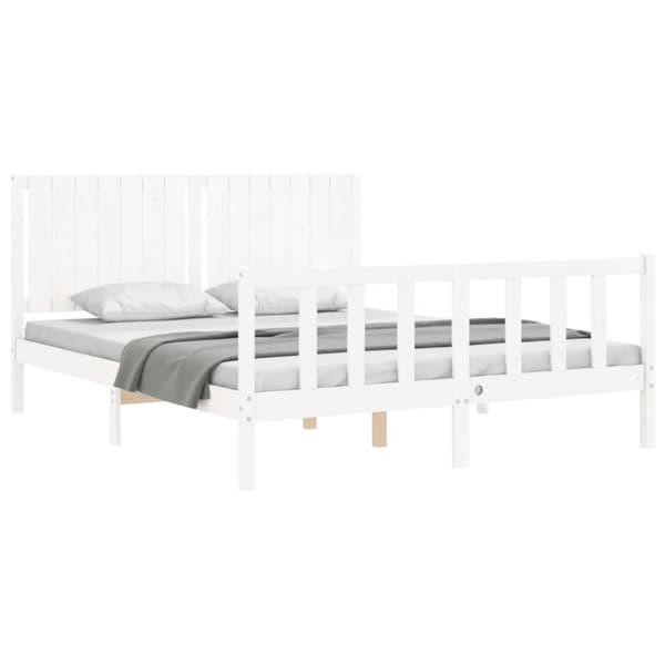 sengeramme med sengegavl 160x200 cm massivt træ hvid