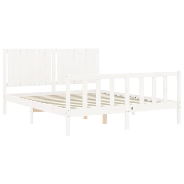 sengeramme med sengegavl 160x200 cm massivt træ hvid