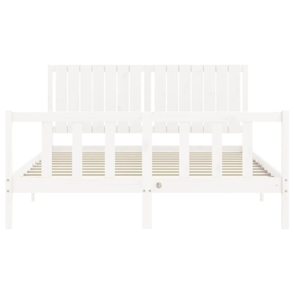sengeramme med sengegavl 160x200 cm massivt træ hvid