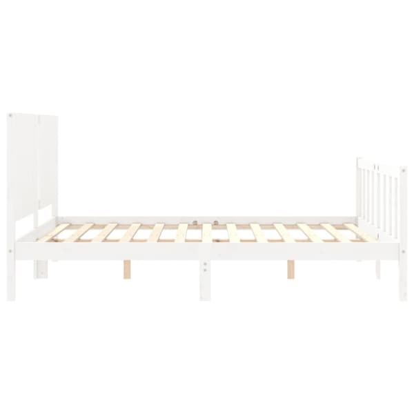 sengeramme med sengegavl 160x200 cm massivt træ hvid