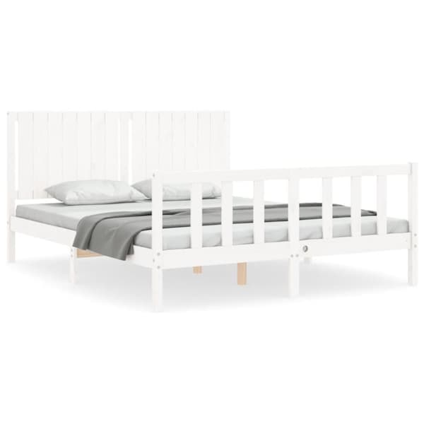 sengeramme med sengegavl 160x200 cm massivt træ hvid