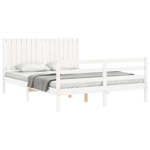 sengeramme med sengegavl 160x200 cm massivt træ hvid