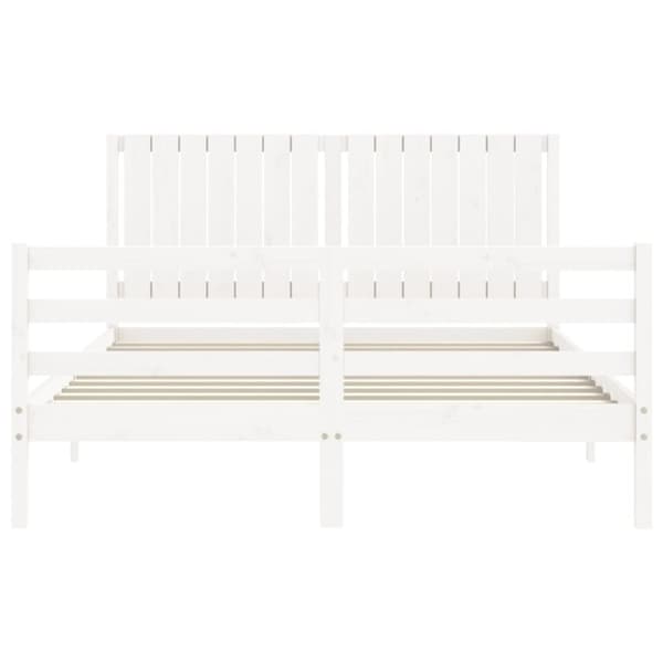 sengeramme med sengegavl 160x200 cm massivt træ hvid