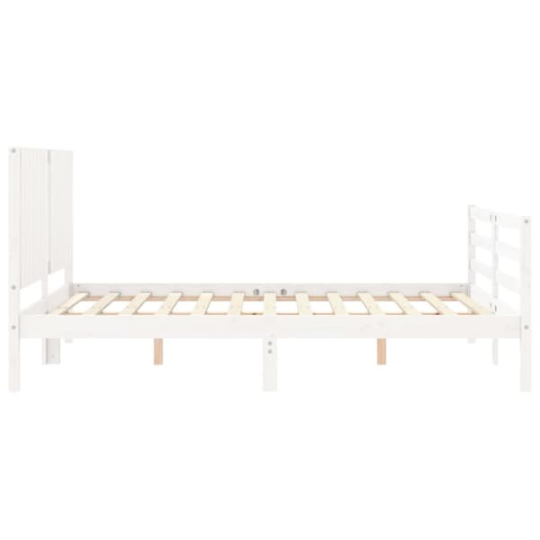 sengeramme med sengegavl 160x200 cm massivt træ hvid
