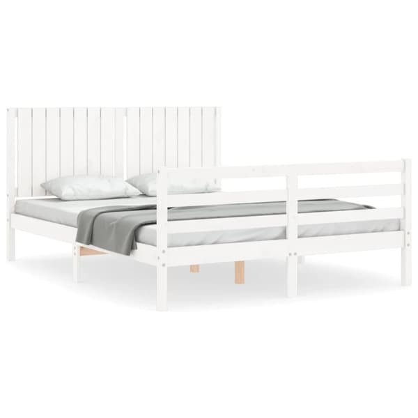 sengeramme med sengegavl 160x200 cm massivt træ hvid
