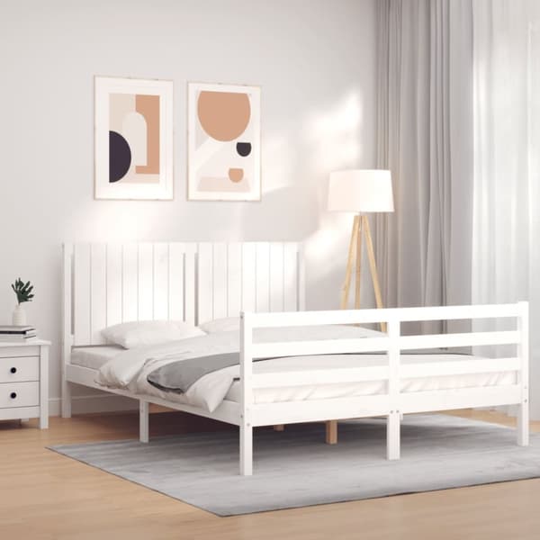 sengeramme med sengegavl 160x200 cm massivt træ hvid