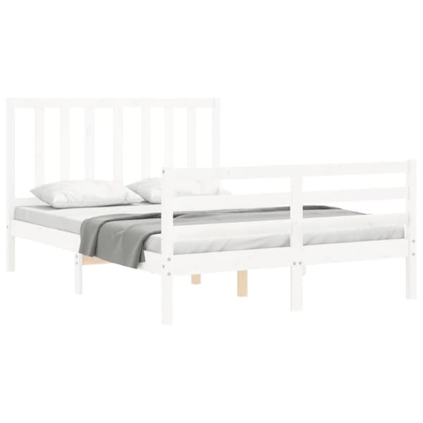 sengeramme med sengegavl 140x190 cm massivt træ hvid