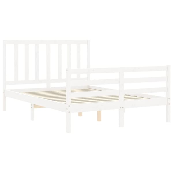 sengeramme med sengegavl 140x190 cm massivt træ hvid