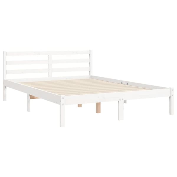 sengeramme med sengegavl 140x190 cm massivt træ hvid
