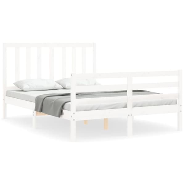sengeramme med sengegavl 140x190 cm massivt træ hvid