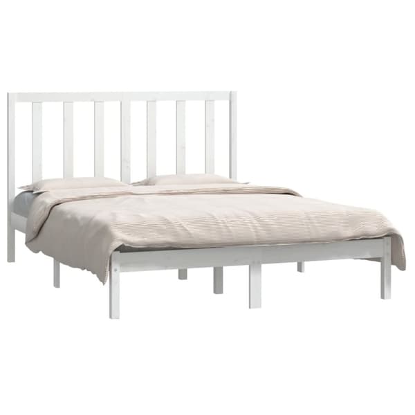 sengeramme 140x190 cm massivt fyrretræ hvid