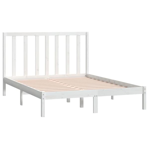 sengeramme 140x190 cm massivt fyrretræ hvid