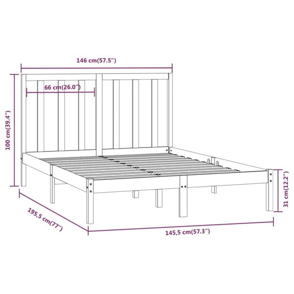 sengeramme 140x190 cm massivt fyrretræ hvid