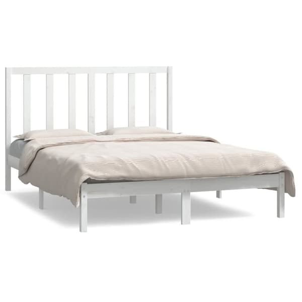 sengeramme 140x190 cm massivt fyrretræ hvid