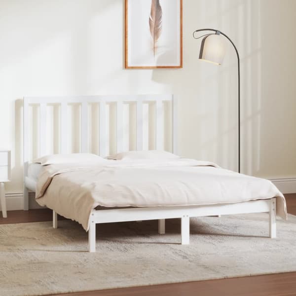 sengeramme 140x190 cm massivt fyrretræ hvid
