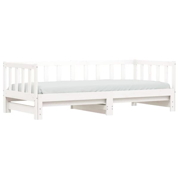 daybed med udtræk 80x200 cm massivt fyrretræ hvid