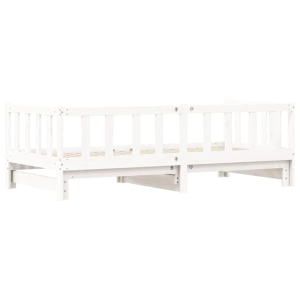 daybed med udtræk 80x200 cm massivt fyrretræ hvid