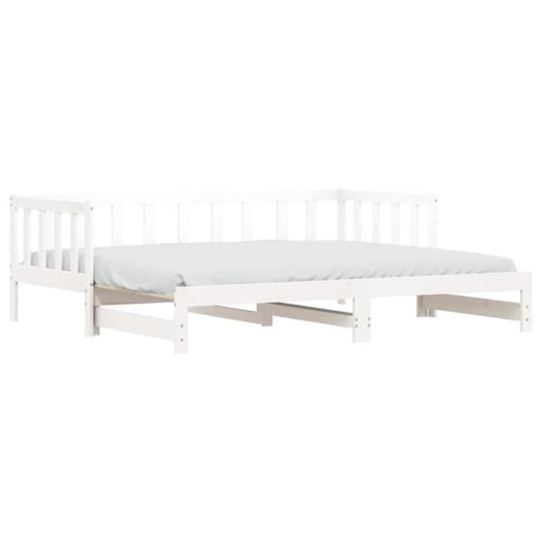 daybed med udtræk 80x200 cm massivt fyrretræ hvid