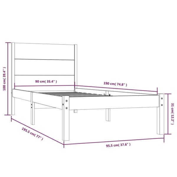sengeramme 90x190 cm massivt træ
