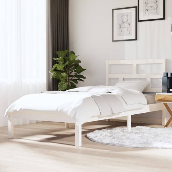 sengeramme 90x190 cm Single massivt træ hvid