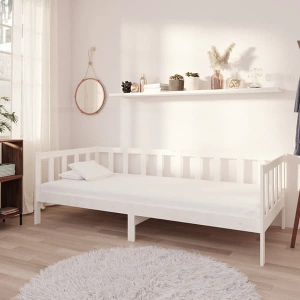 Dagbädd med madrass 90x200 cm vit massiv furu