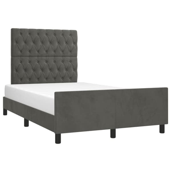 sengeramme med sengegavl 120x200 cm fløjl mørkegrå