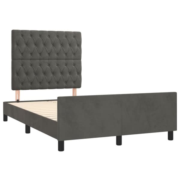 sengeramme med sengegavl 120x200 cm fløjl mørkegrå