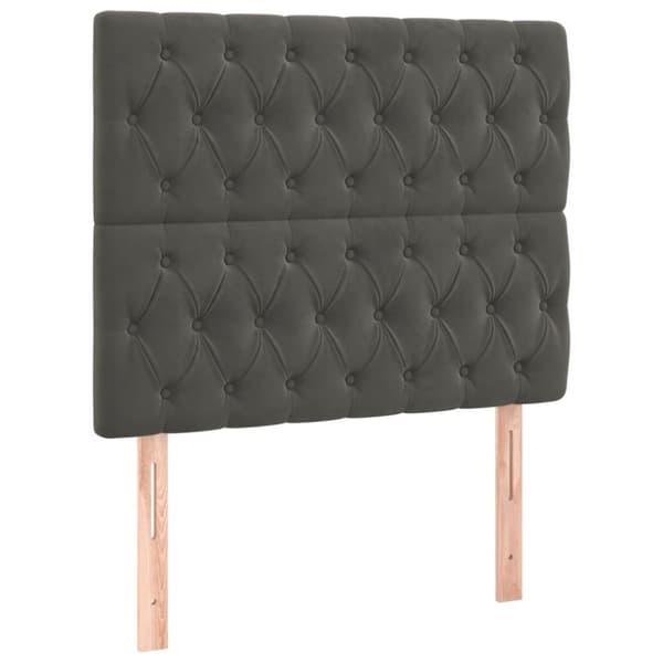 sengeramme med sengegavl 120x200 cm fløjl mørkegrå