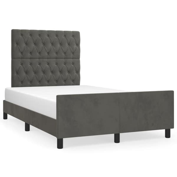 sengeramme med sengegavl 120x200 cm fløjl mørkegrå