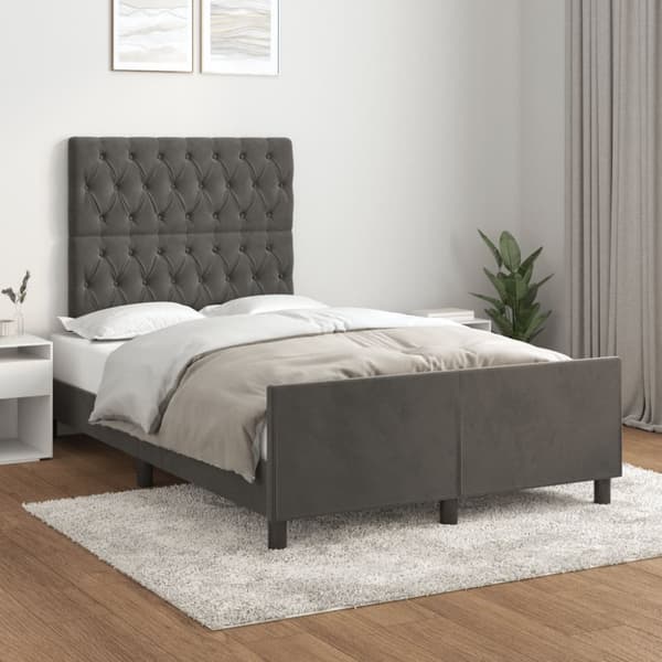 sengeramme med sengegavl 120x200 cm fløjl mørkegrå