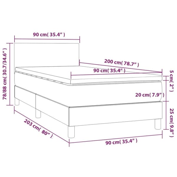 Ramsäng med madrass mörkgrå 90x200 cm tyg