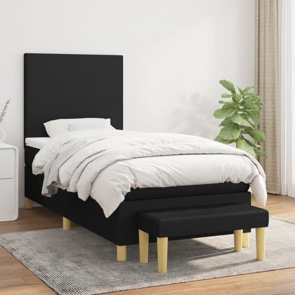 kontinentalseng med madras 100x200 cm stof sort
