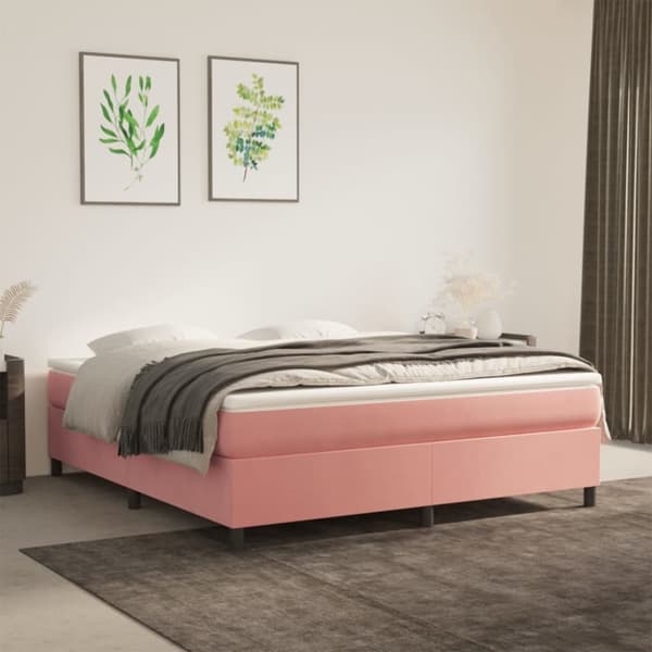 sengeramme 160x200 cm fløjl pink