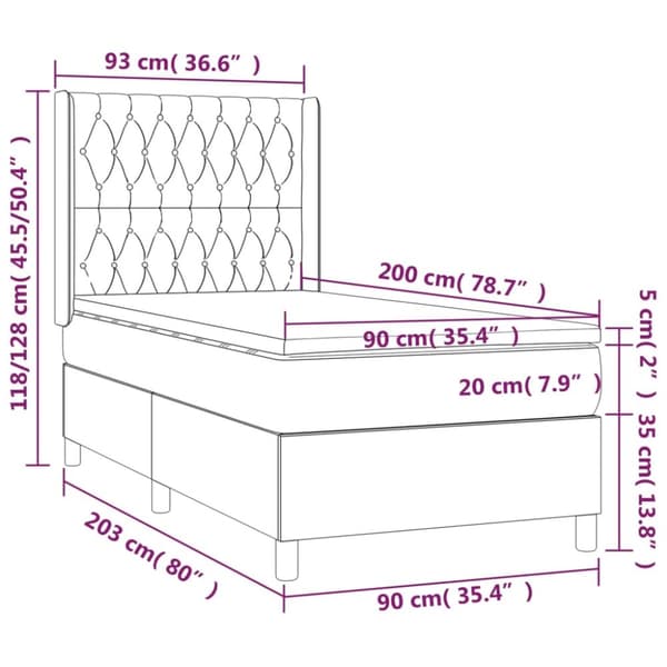 kontinentalseng med madras 90x200 cm stof lysegrå