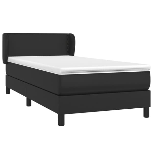 Ramsäng med madrass svart 100x200 cm konstläder
