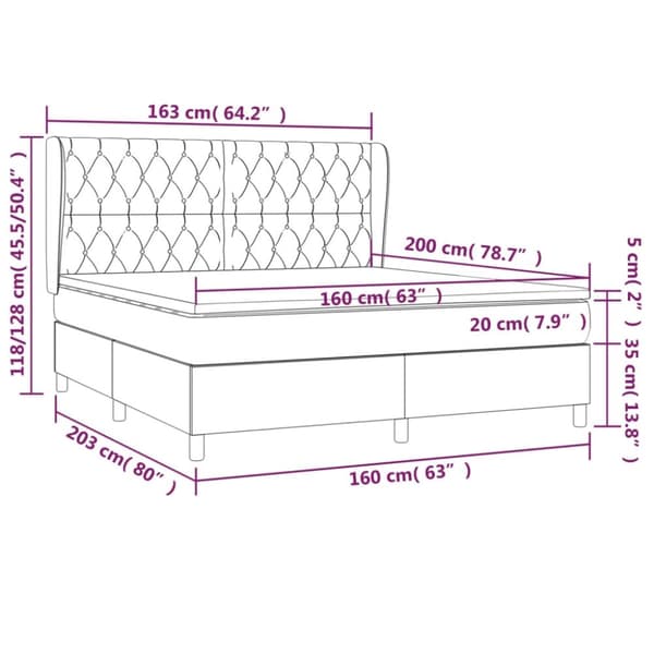kontinentalseng med madras 160x200 cm stof sort