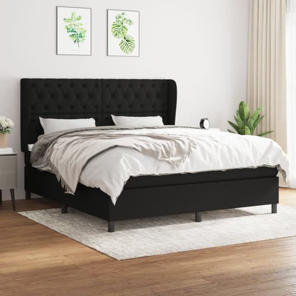 kontinentalseng med madras 160x200 cm stof sort