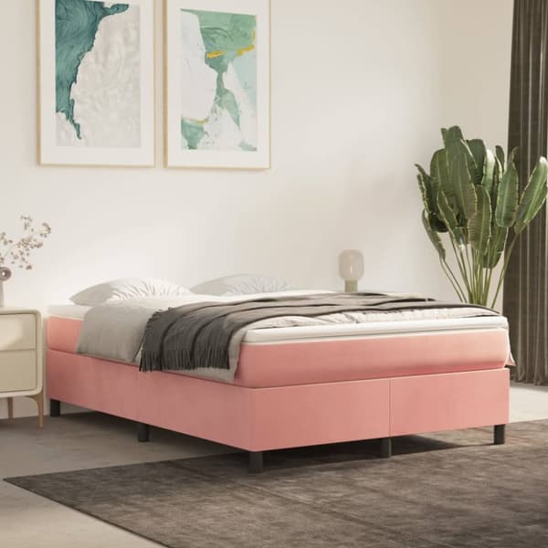 sengeramme 140x200 cm fløjl pink