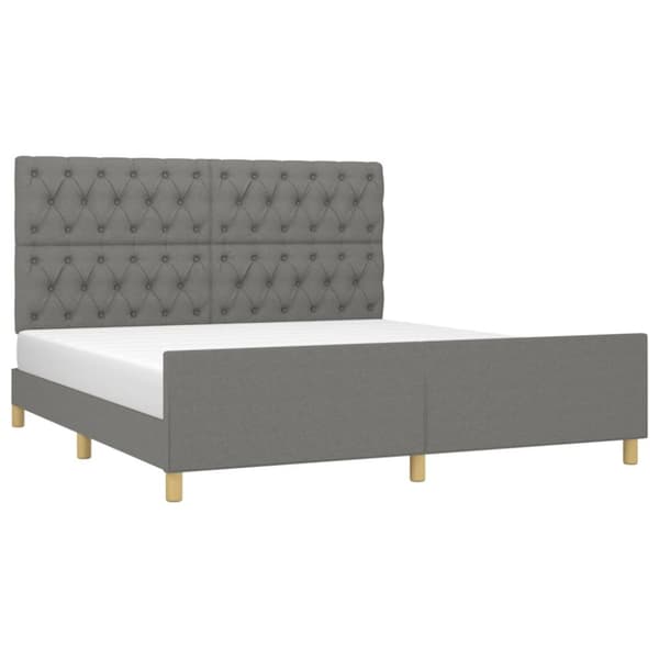 sengeramme med sengegavl 160x200 cm stof mørkegrå