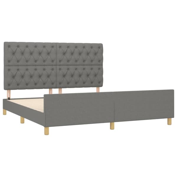 sengeramme med sengegavl 160x200 cm stof mørkegrå