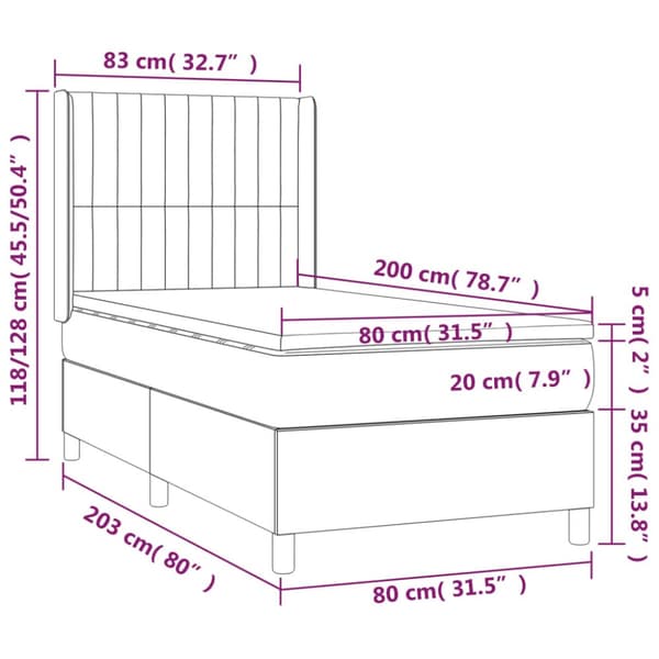 kontinentalseng med madras 80x200 cm fløjl sort
