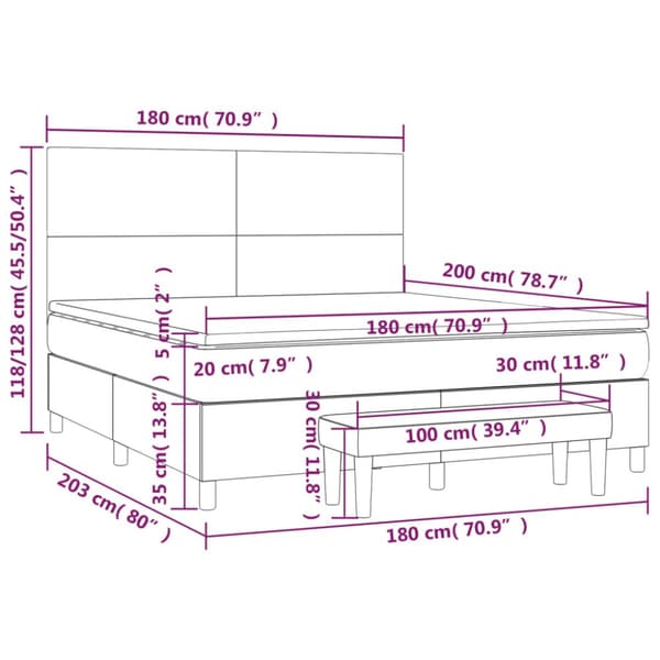 kontinentalseng med madras 180x200 cm stof sort