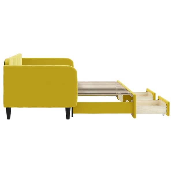 Dagbädd utdragbar med lådor gul 90x200 cm sammet