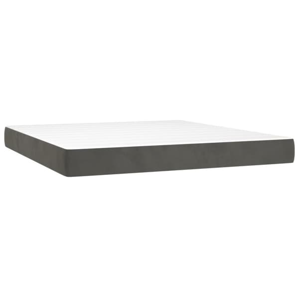 Ramsäng med madrass & LED mörkgrå 160x200 cm sammet